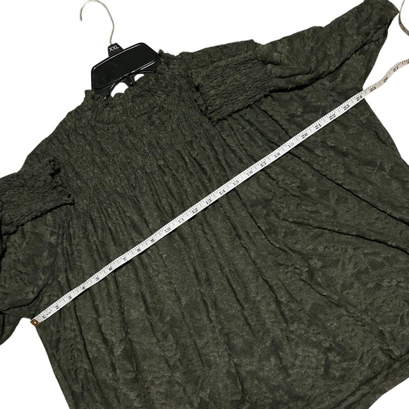 Deletta ANTHROPOLOGIE Olive Green Lace Long Sleeve Mock Neck Top - Picture 8 of 13